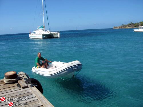 Dinghy pick up service.